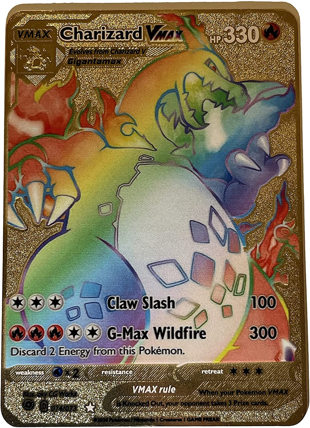 NNI Charizard Metal Card-Collector Rare Shiny Rainbow Gold Card-Player Card Worth Collecting