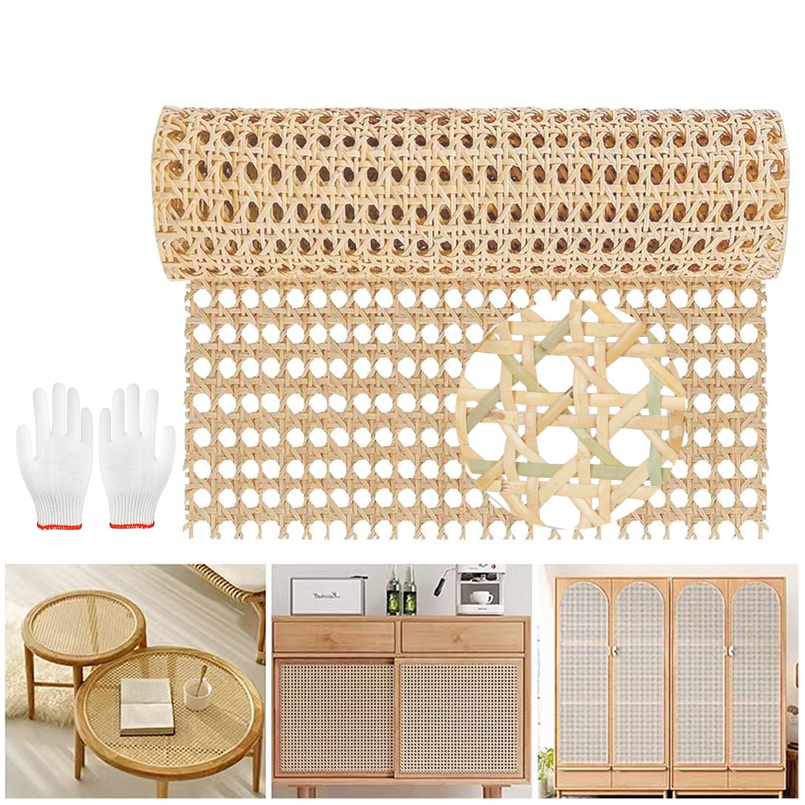 Naturalna taśma rattanowa, pleciona plecionka, plecionka rattanowa, plecionka o strukturze plastra miodu z plecionej rury na krzesło, naturalny rattan, taśma do mebli, krzeseł, szaf (40 cm, 100)