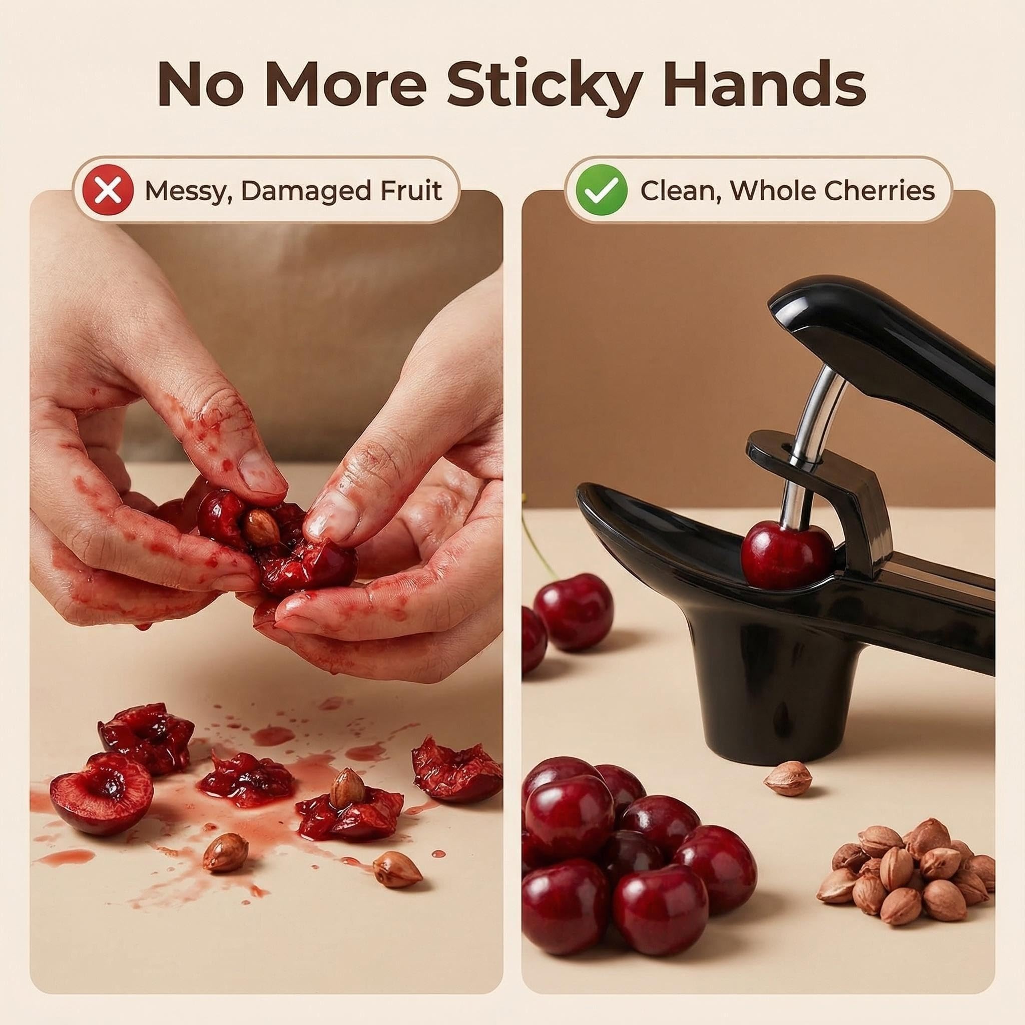 2 Pièces Denoyauteur Cerise, Denoyauteur Olives en Acier Inoxydable, Dénoyauteur Manuel Multifonctionnel Cherry Corer pour Faire la Cerises Confiture,Cuisine (Noir)