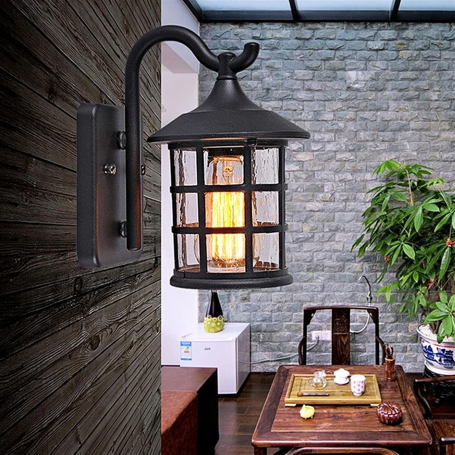 Wandleuchte Aussen Wandlampe Vintage, Laterne Garten Lampen, Wasserdichte Lampe, Aus Aluminium Und Glas Aussenlampe, E27 Außenlampe, FüR TüR, Haus, Balkon, Garage, Flur, Terrasse