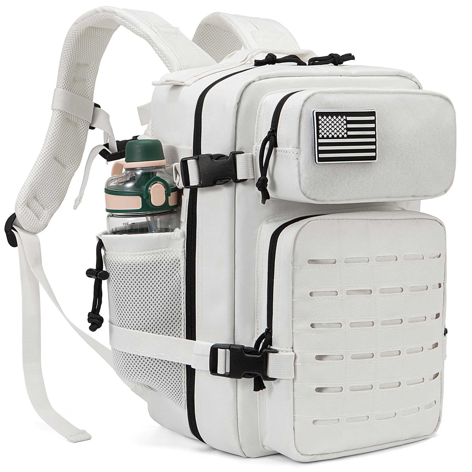 qt&qy 25l military tactical backpacks for women survival army laser cut molle daypack small edc bug out bag gym rucksack with dual cup holders medical rucksack white heavy duty backpack