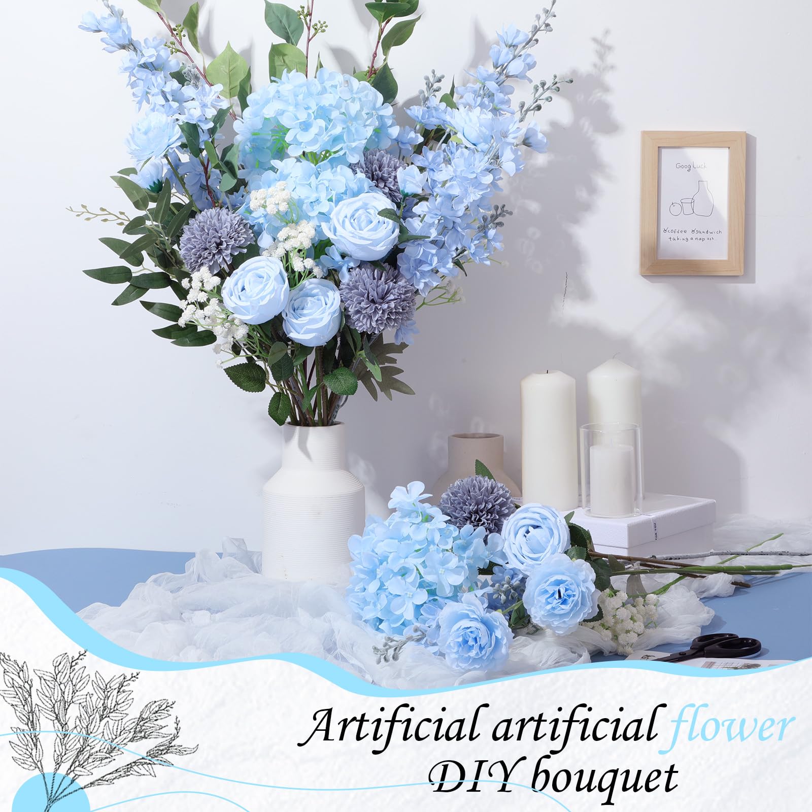 Amazon.com: Suncalla 36 Pcs Blue Artificial Flowers Bouquet Set 8