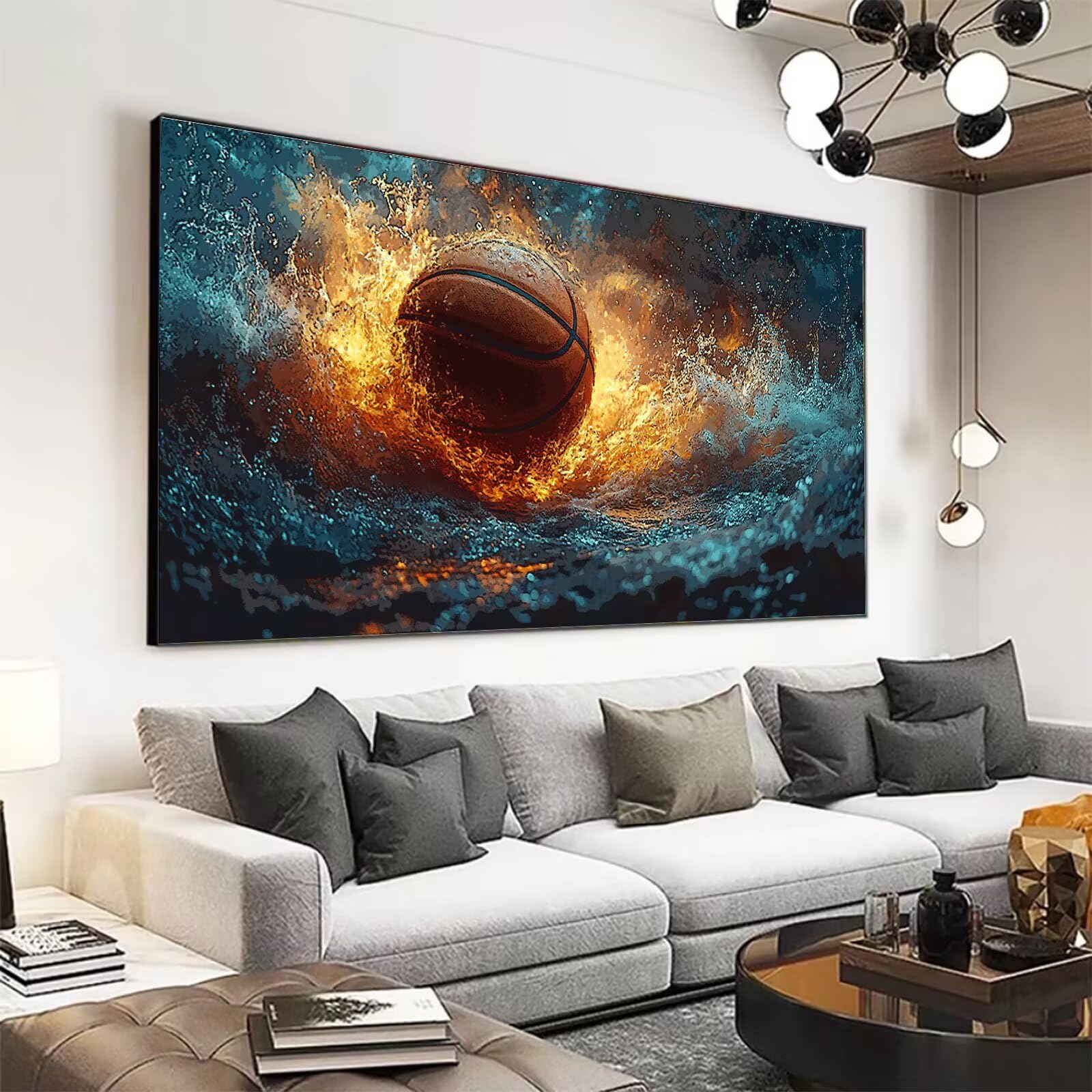 Peinture Numero Adulte Basket-ball Peinture Par NuméRos Grand Format Eau Loisirs CréAtifs Adultes Enfant DIY NuméRo D'Art Complet Kit DéButants ,Cadeau GarçOns Filles 3+ Ans, Sans Cadre 100x200cm M-89