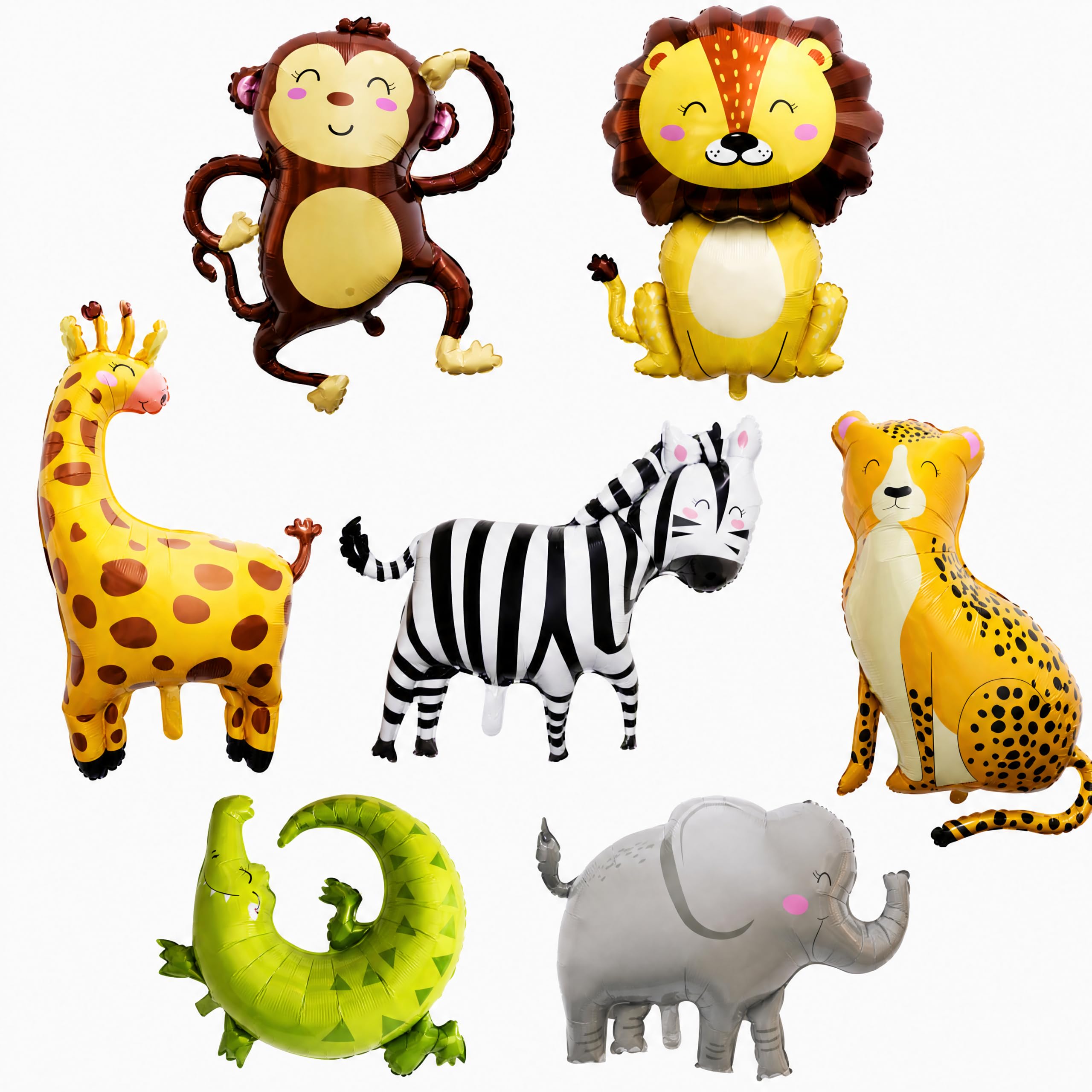 7 Jungle Safari Animal Balloons, Foil Animal Balloons for Party Decor