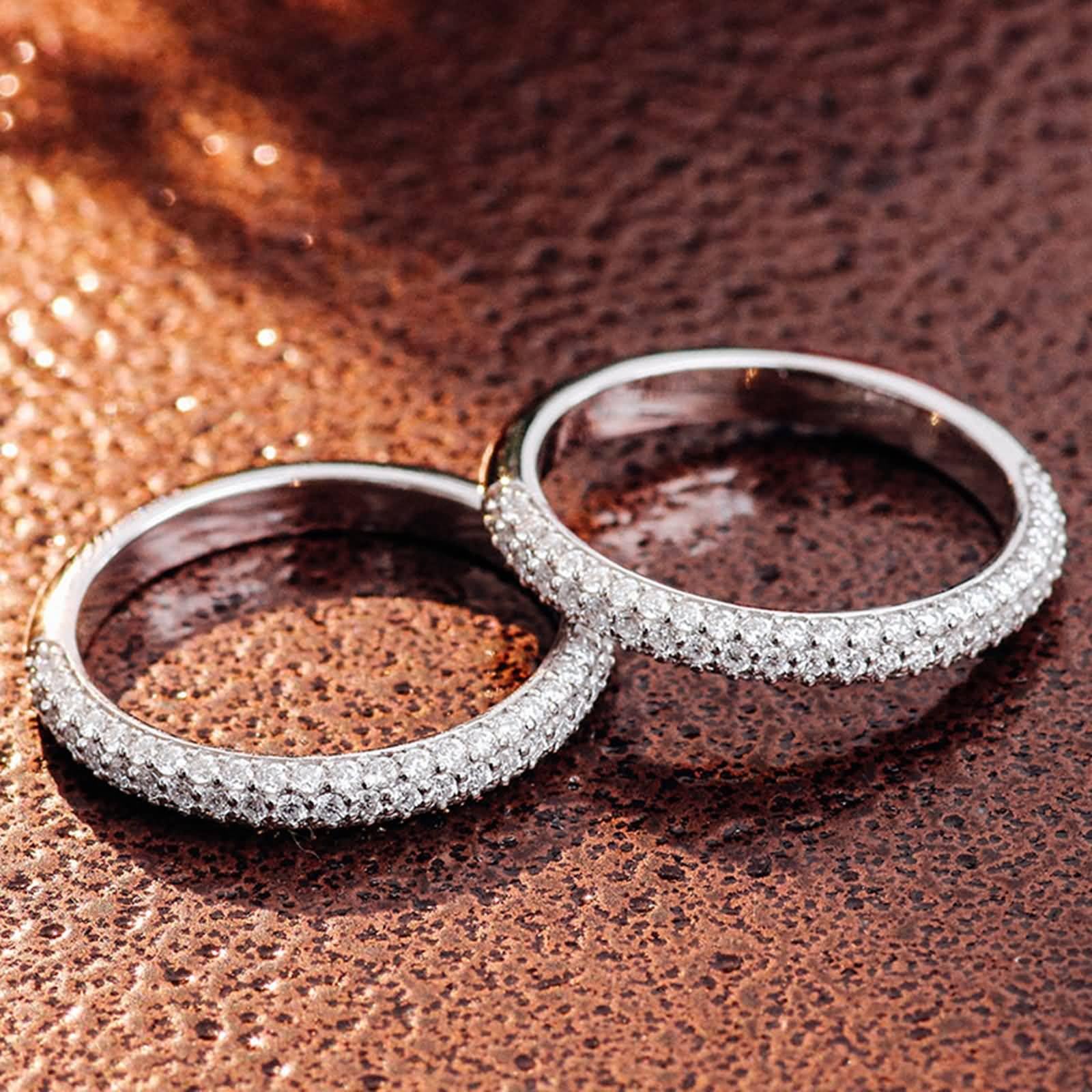 Ring Frauen, Freundschaftsringe Dünn mit Luxuriösem Moissanit, Stapelbar Mutter Tochter Geschenk