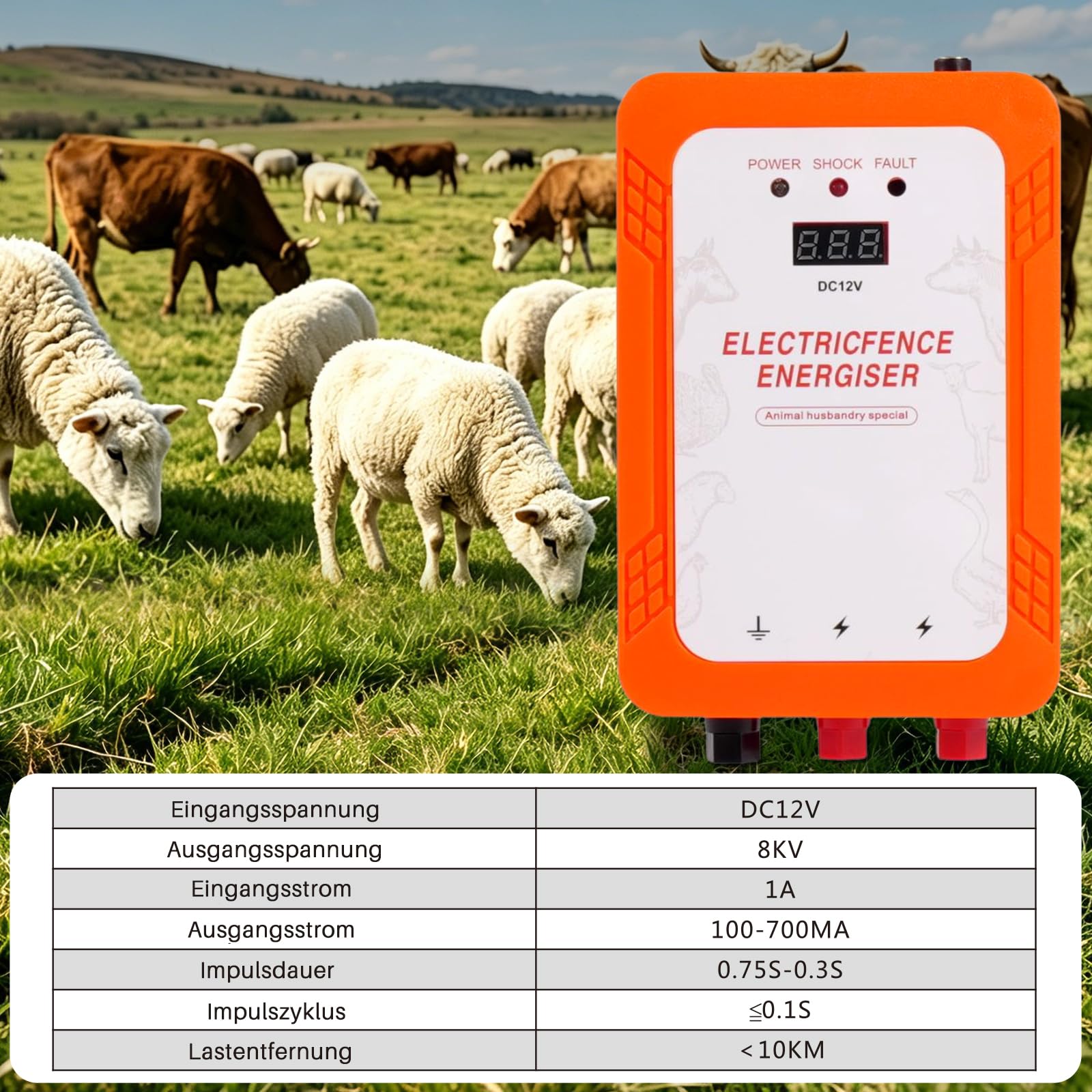Elektryczne urządzenie do pobierania łąk, 12 V, dokładność odczytu, elektroniczne urządzenie ogrodzeniowe dla psów, kóz, owiec, koni, kurczaków, łatwy w instalacji