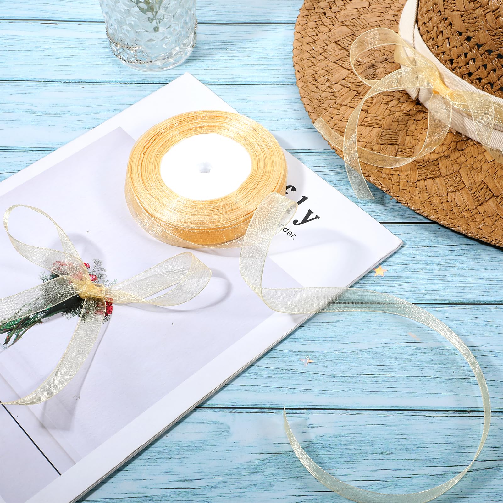 Nastro in organza trasparente da 40 m, 2 cm, colore verde salvia, tessuto chiffon per confezioni regalo di San Valentino, bouquet di fiori, matrimoni, decorazioni per feste
