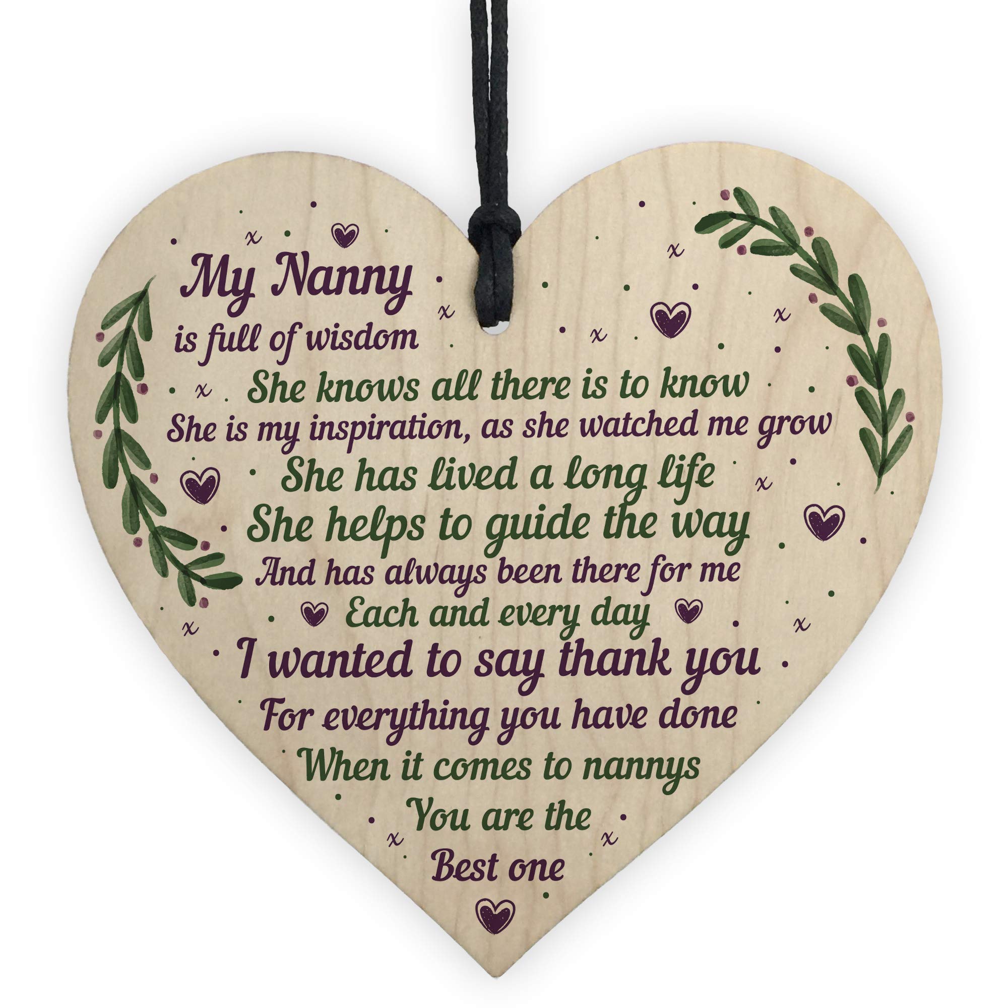 Red Ocean Nanny Plaque Nanny Nana Nanna Gifts Wooden Heart Nanny Presents Birthday Plaque