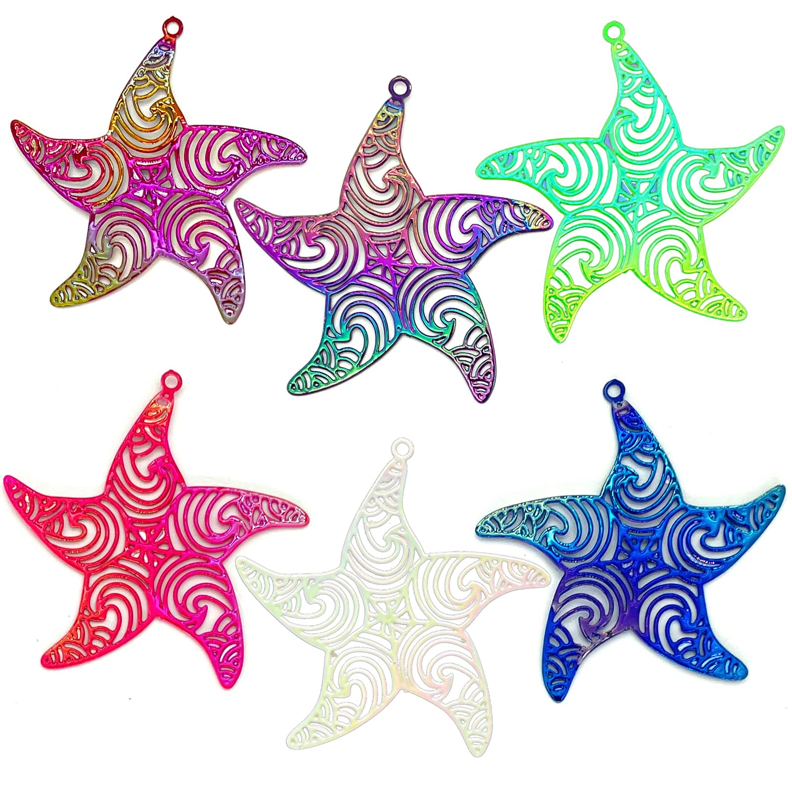 COLIGREE 24pcs Assorted Ocean Charms Dazzling Colorful Filigree Metal Embellishment Hollow Sea Animal Pendants for DIY Jewelry Making Earrings
