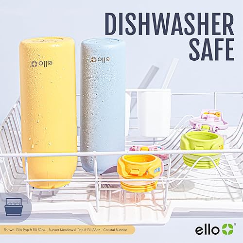 Miniatura 5 de Ello Pop & Fill Botella de agua de acero inoxidable con tecnología QuickFill  Metal aislado al vacío de doble pared  Tapa de bloqueo a prueba de