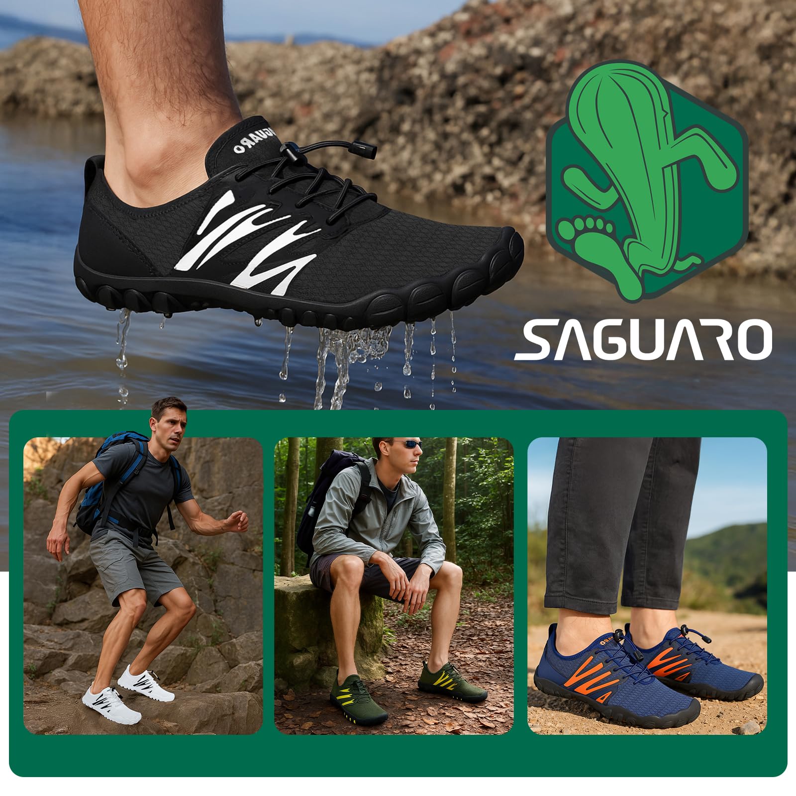 SAGUARO Zapatillas Barefoot Hombre Escarpines Transpirables Secado Rápido Antideslizantes, 39-48