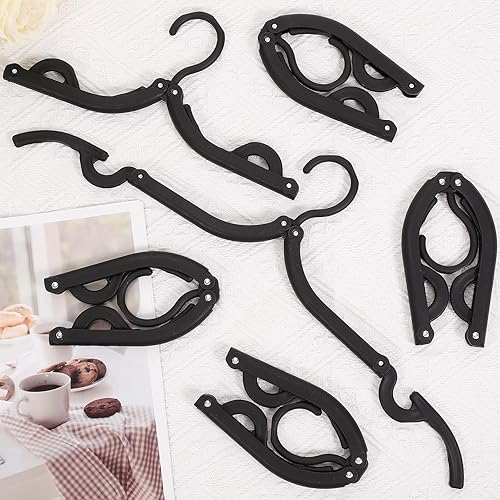 Miniatura 5 de CLRBEATTY 24 perchas de viaje, perchas plegables portátiles, perchas plegables ligeras, antideslizantes, accesorios de viaje para ropa, perchas