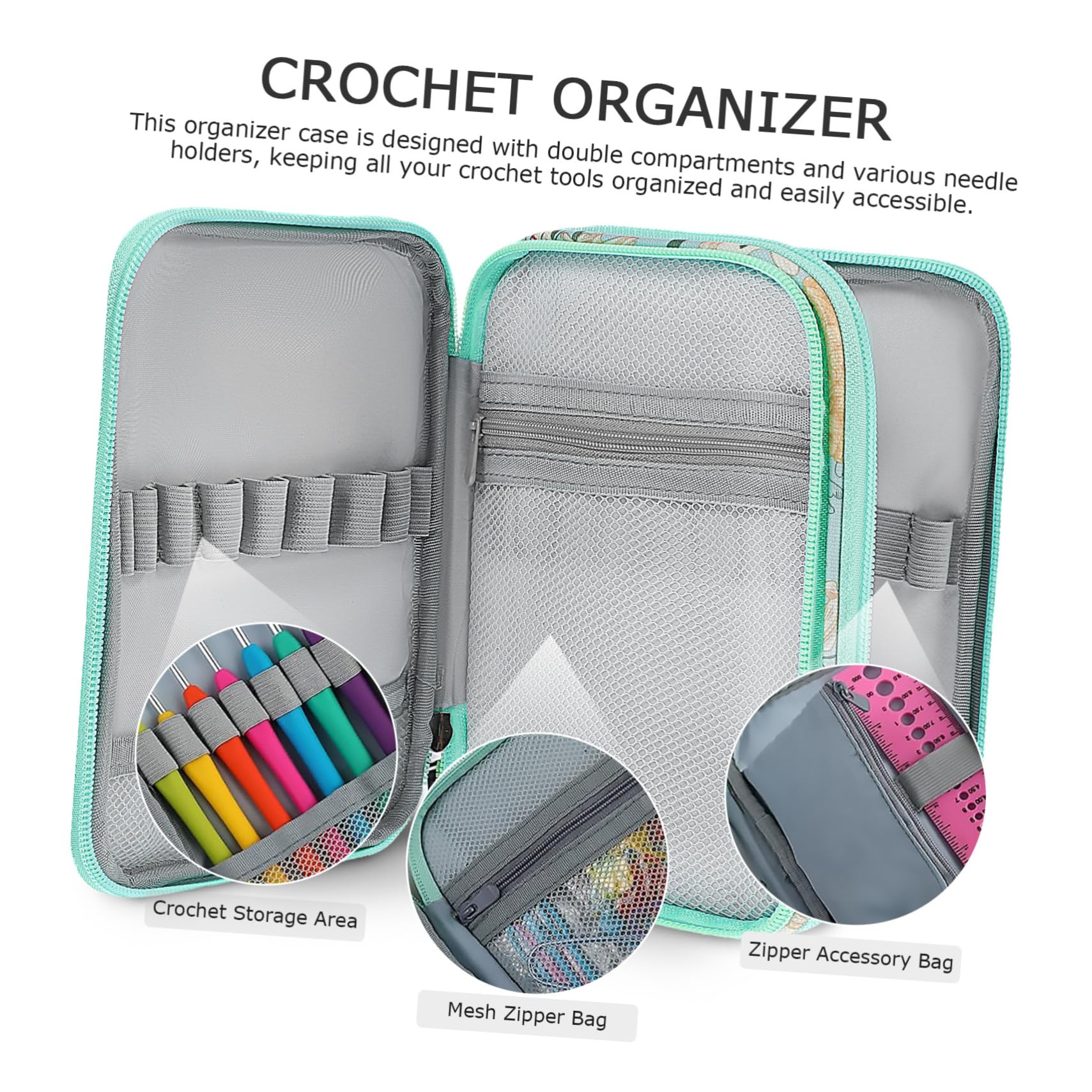 STOBOK 2piezas Estuche De De Ganchillo Diseño Floral Bolsa Organizadora De Almacenamiento Funda Portátil Para Accesorios De Crochet y Punto De