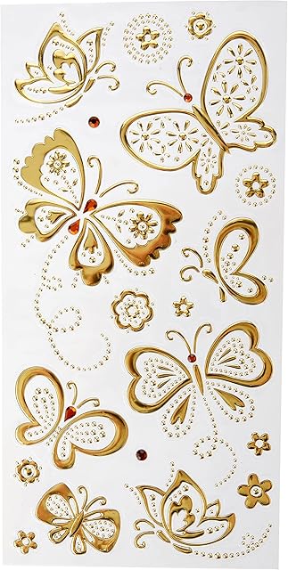Papermania Gemstone Butterflies Stickers, Gold PMA8241106