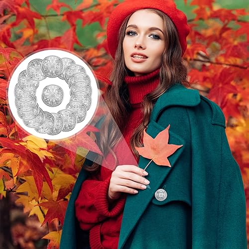 Miniatura 6 de MILISTEN 30 unids redondo metal ahueca hacia fuera botones de capa botones planos chaqueta botón pantalones costura plata 0.984 in