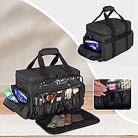 Vista 4 de BAFASO Bolsa de maquillaje grande con 2 bolsas extraíbles y separadores desmontables, bolsa de cosméticos multifuncional para guardar maquillaje
