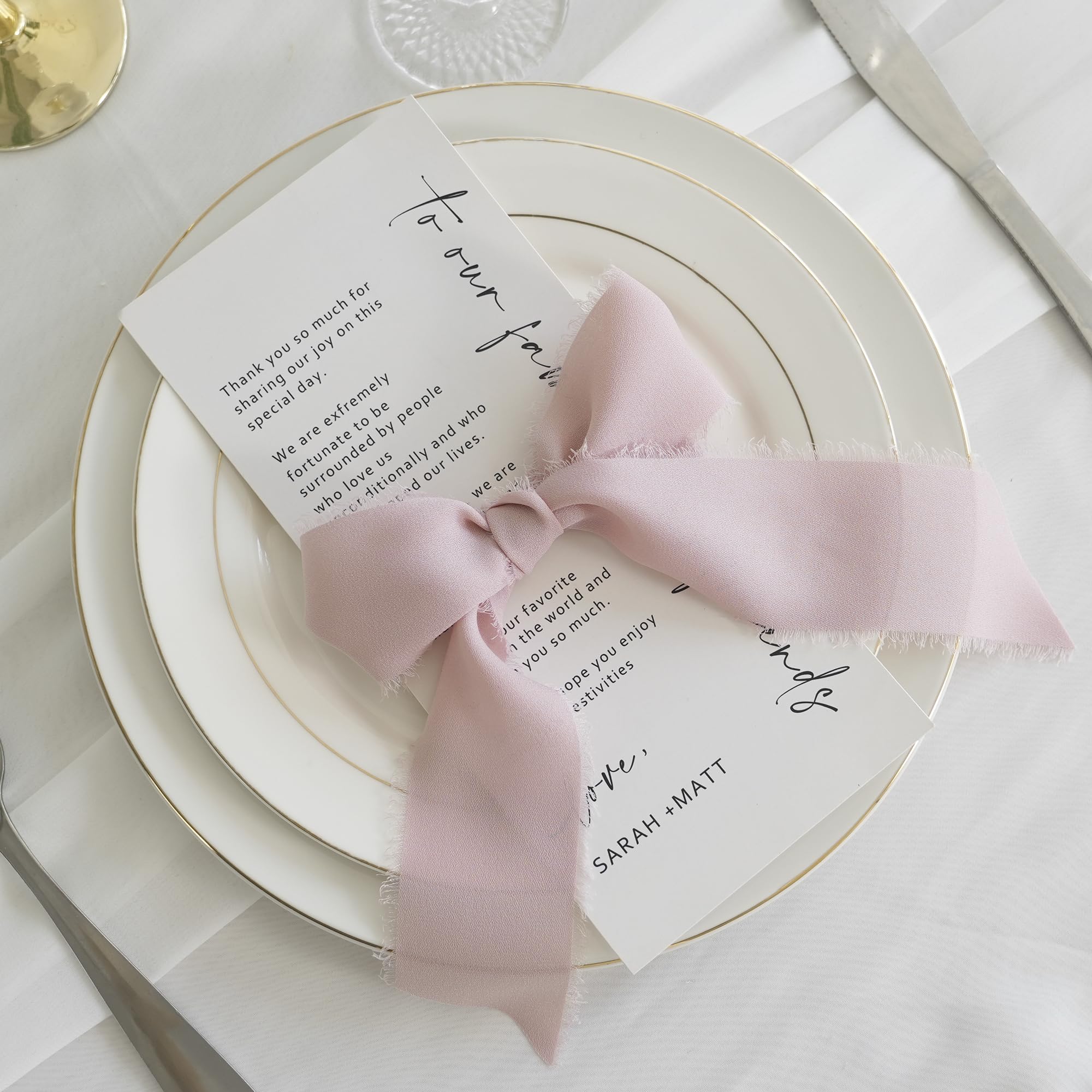 MEEDEE Pinkes Chiffonband, 5,1 cm, ausgefranstes Band, staubige Rose, Chiffon-Seidenband, dunkelrosa Band zum Basteln, Chiffonband für Geschenkverpackungen, Hochzeitseinladungen, Brautstrauß (3 Rollen