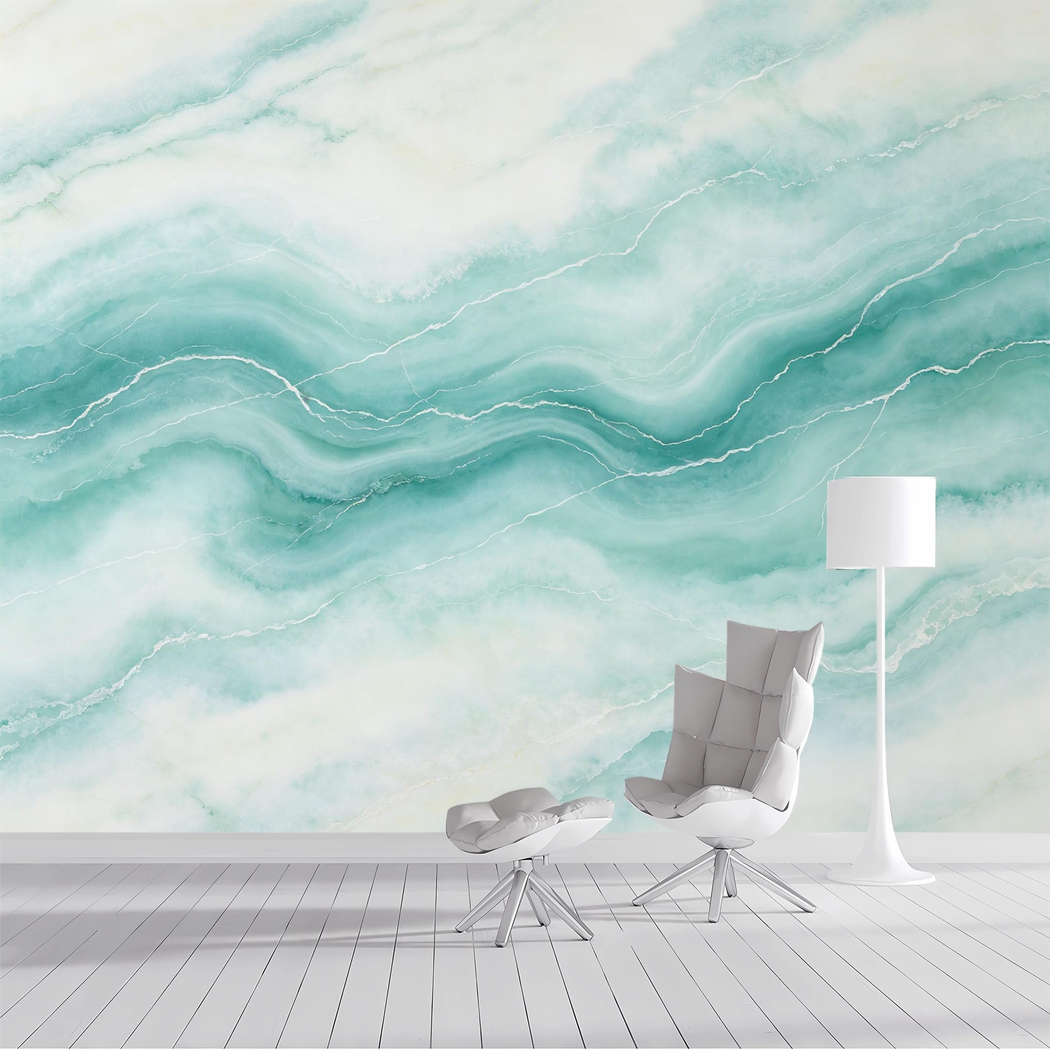 Custom Size Wall Mural Light Blue Marble Veined Abstract Geometric Textured Brush Stroke SelfAdhesive Wall Fabric Removable Peel and Stick Wallpaper for Living Room Bedroom Bathroom
