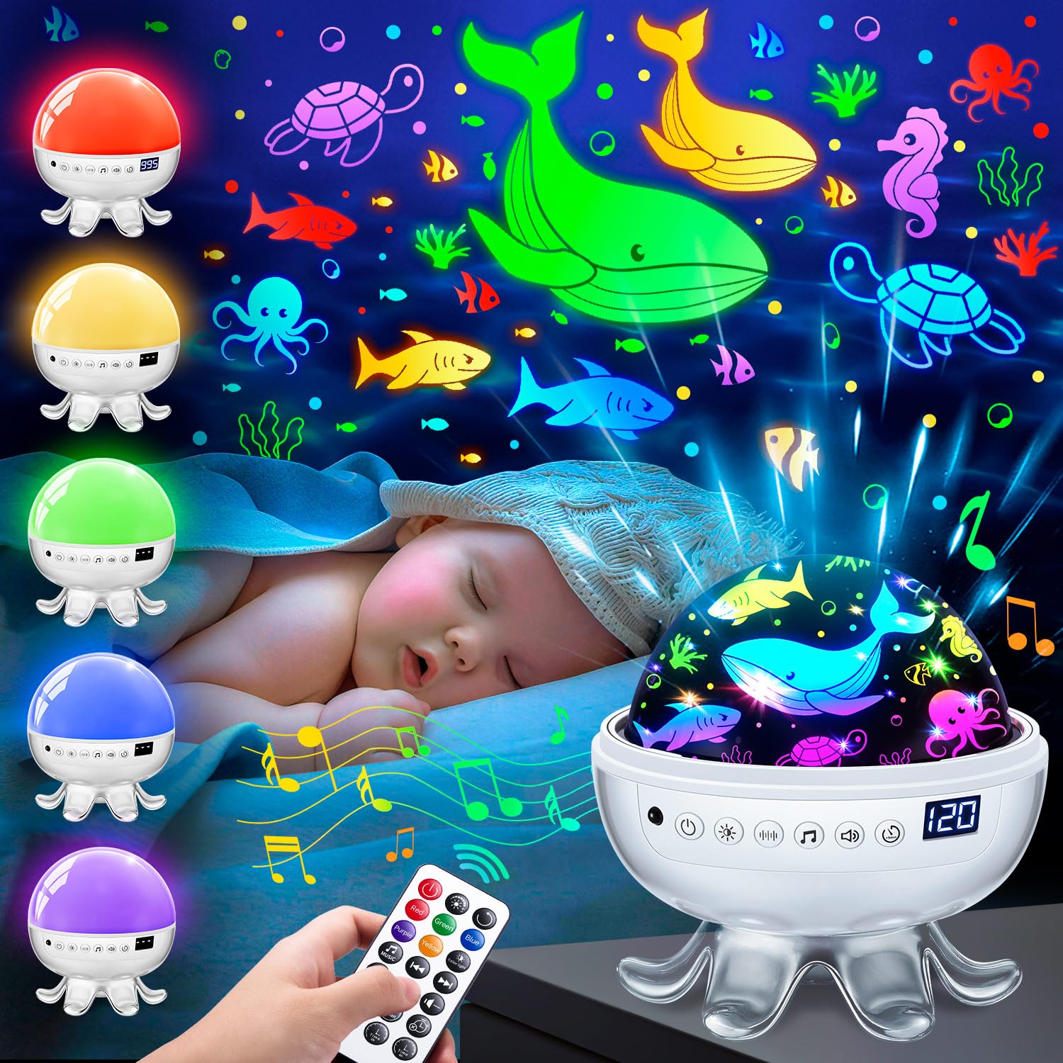 Starry Sky Projector Children, 30 Soothing Sounds, 4 Movies & 31 Colours Night Light, 360° Quiet Rotation & Remote Control, Ideal Toy and Ideal Gifts for Boys and Girls from 3 Years