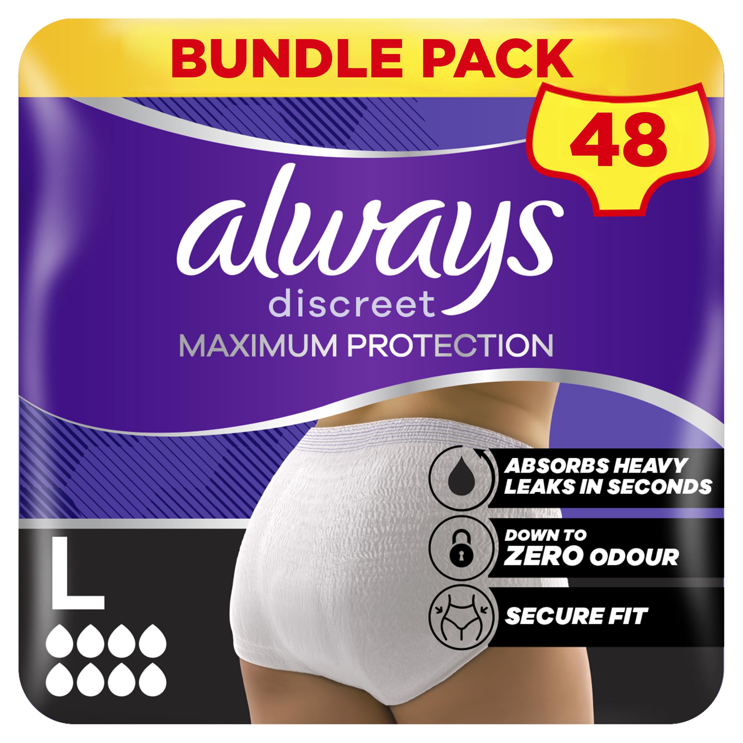 Always Discreet Incontinence Pants Maximum Protection L 4x12ct