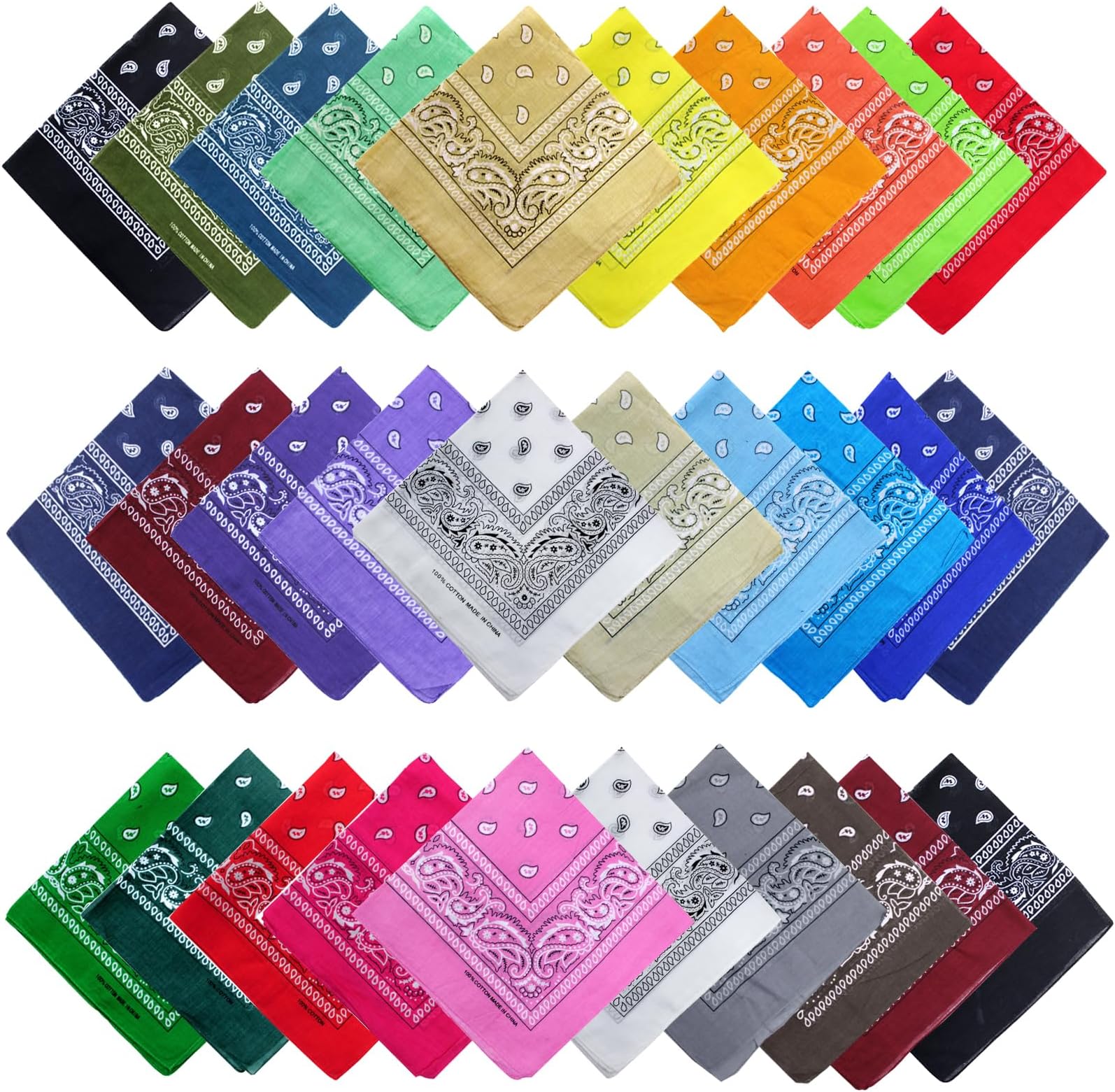 16-30 Pieces Unisex Paisley Bandanas Bulk Multi-Purpose Headband Cowboy Head Wrap Scarf for Women Men Boys Girls