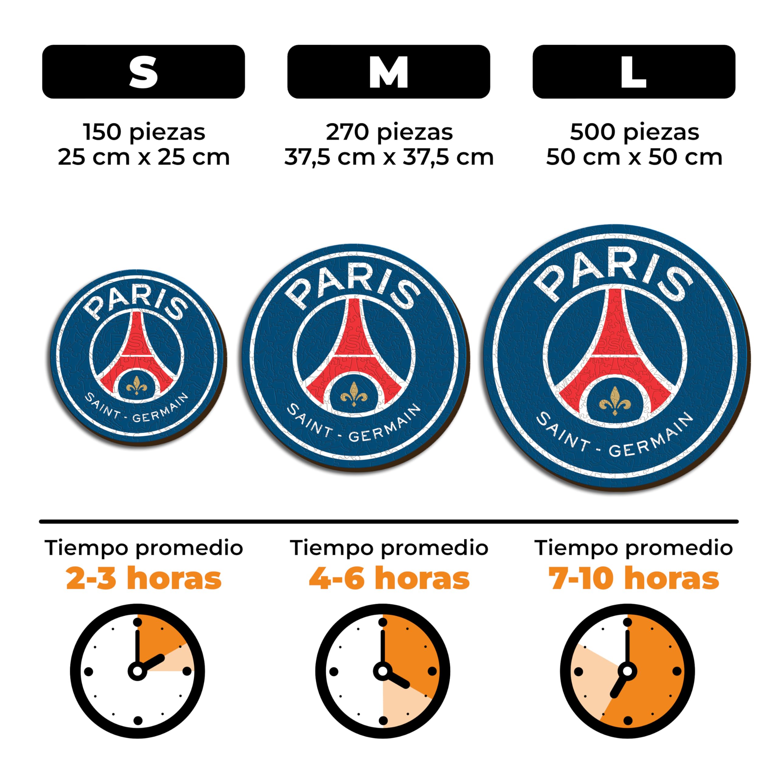Iconic Puzzles - PSG, Logo, Rompecabezas de Madera con Licencia Oficial, 100% sostenible, Regalo para Adultos y niños, Talla M, 270 Piezas