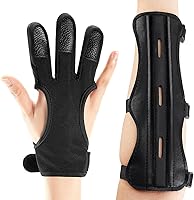 Sratte Archery Arm Guard & 3-Finger Glove Kit - Adjustable PU Leather Protector for Hunting, Shooting, Youth & Adults