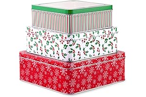 Steel Mill & Co Square Tin Containers for Christmas Cookies