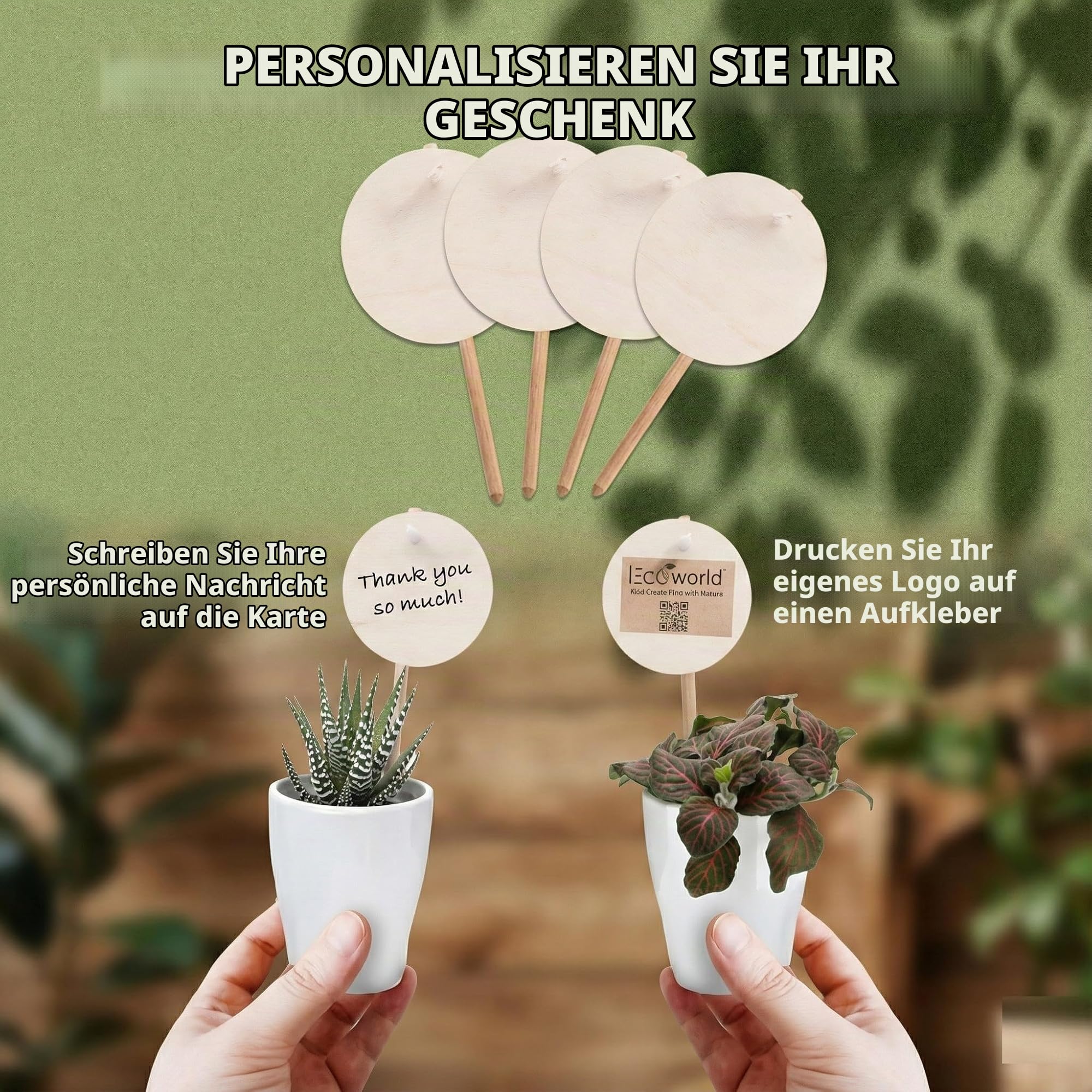Vdvelde․com - Gastgeschenk Hochzeit, 20 Mini Pflanzen im Keramiktopf | Persönliche Tischdeko für Taufe, Kommunion und Firmenfeier, 20 Sukkulenten Ø 6 cm plus Kärtchen zum Beschriften