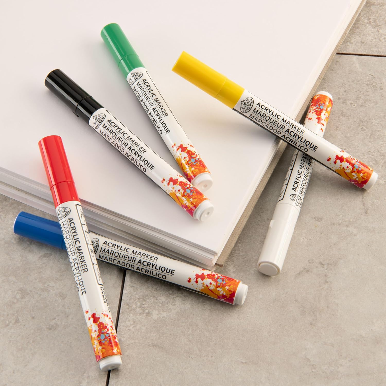 Royal & Langnickel 6 Piece Acrylic Primary Markers, 2mm Reversible Tip