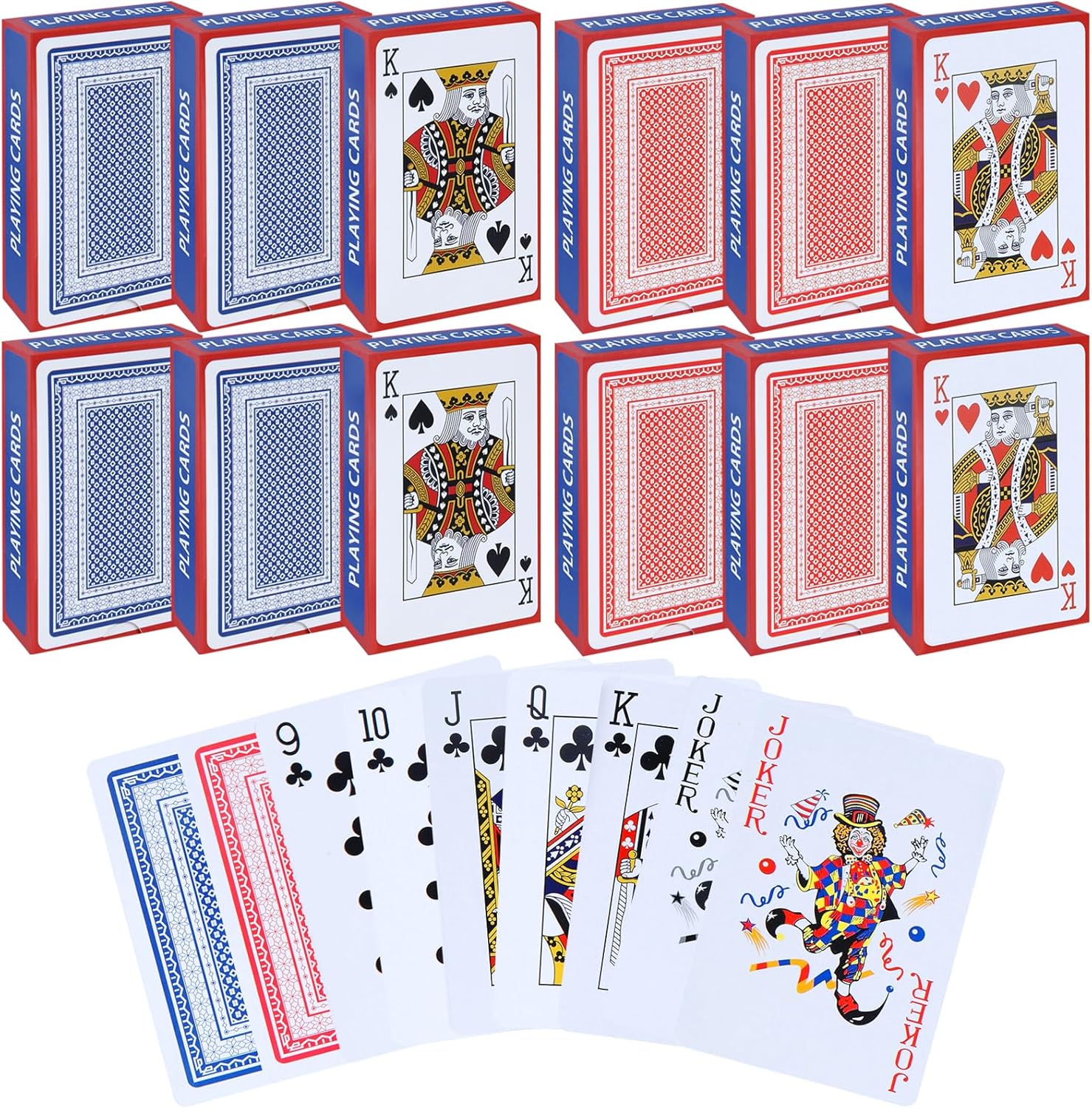 Classic Design Playing Cards 12 Pack,Standard Deck of Playing Cards Bulk,Poker Cards Professional for Blackjack Table(Blue,Red)