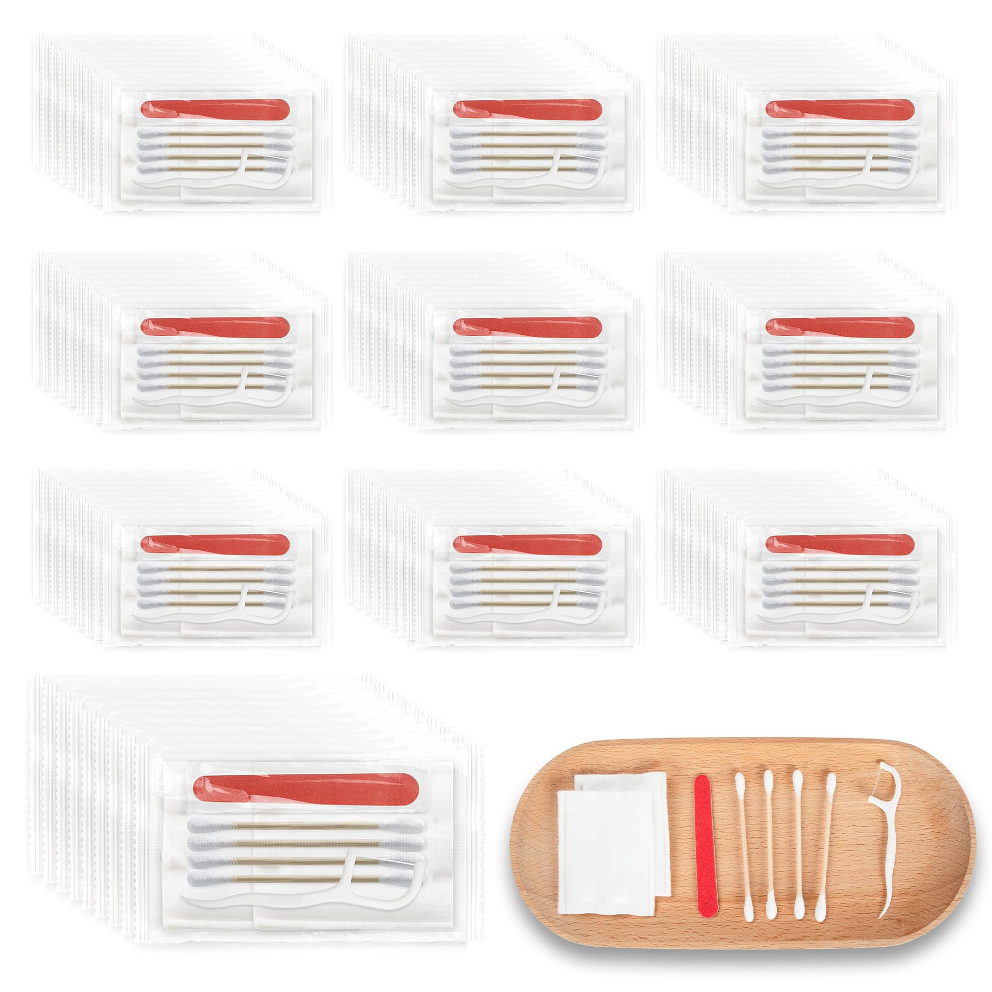 Vanity Kits Bulk, Hotel Vanity Individual Packaging, Vanity Kit With Cotton Pads, Cotton Swabs, Dental Floss And Nail File, Suitable For Travel, Hotels, Home (100 pcs)