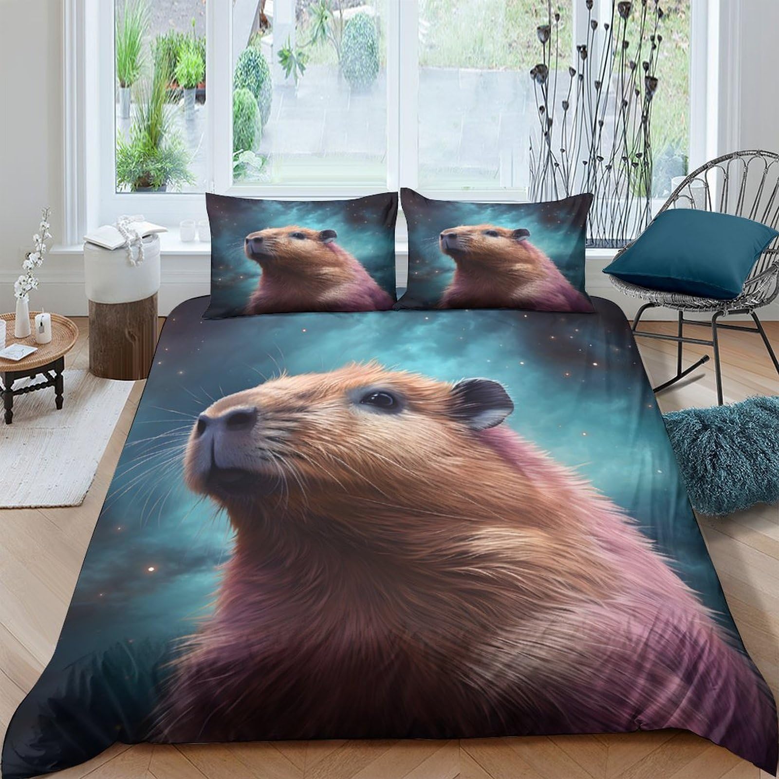 Ctjqhvkz Style-7 3D Printed Capybara Art Fitted Sheet Microfiber Soft Mattress Cover For Bedroom Modern Decor Dorm Easy Care Single（135X200cm）