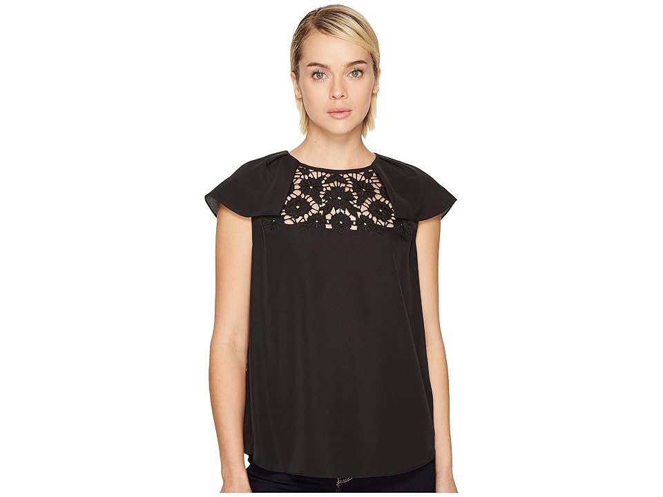 

Kate Spade New York Lace Embroidered Top (Black) Women's Clothing
