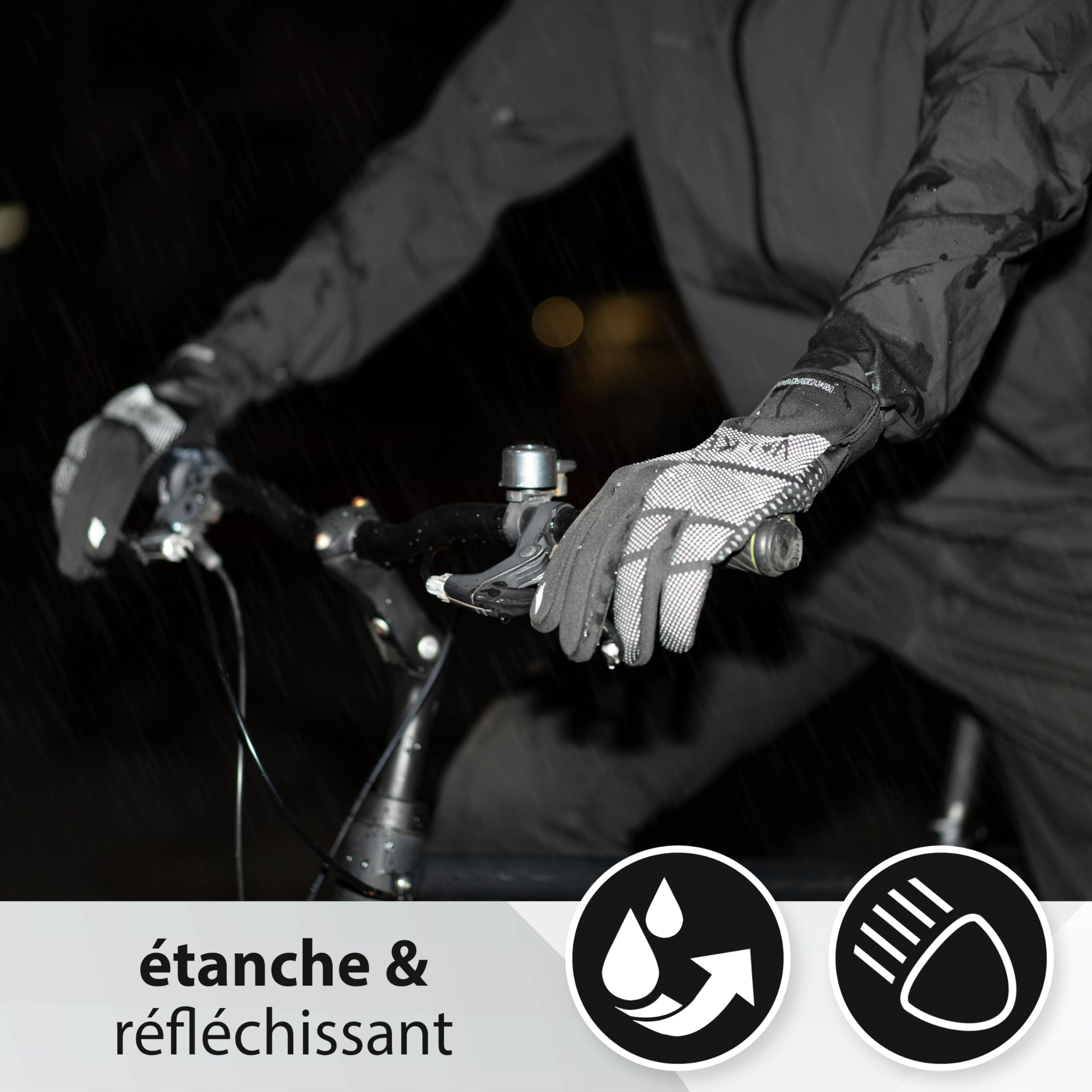 Valkental® Gants de vélo imperméables avec Isolation 3M | Rembourrés et antidérapants | Gants d'hiver et Gants de mi-Saison [Hommes & Femmes] avec Fonction Tactile GloRider V2