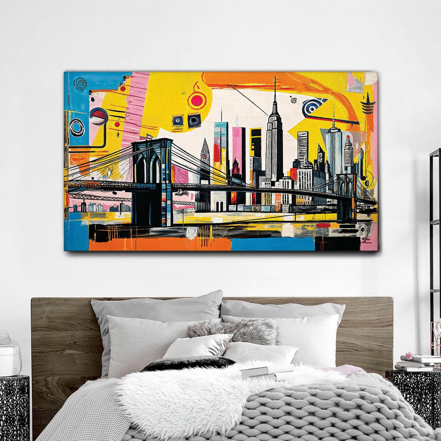 Giallobus - Quadro - 70 - Brooklyn Bridge - 02 - Tela Canvas Telaio Standard - 140x80 - Pronto da Appendere - Quadri Moderni per la casa
