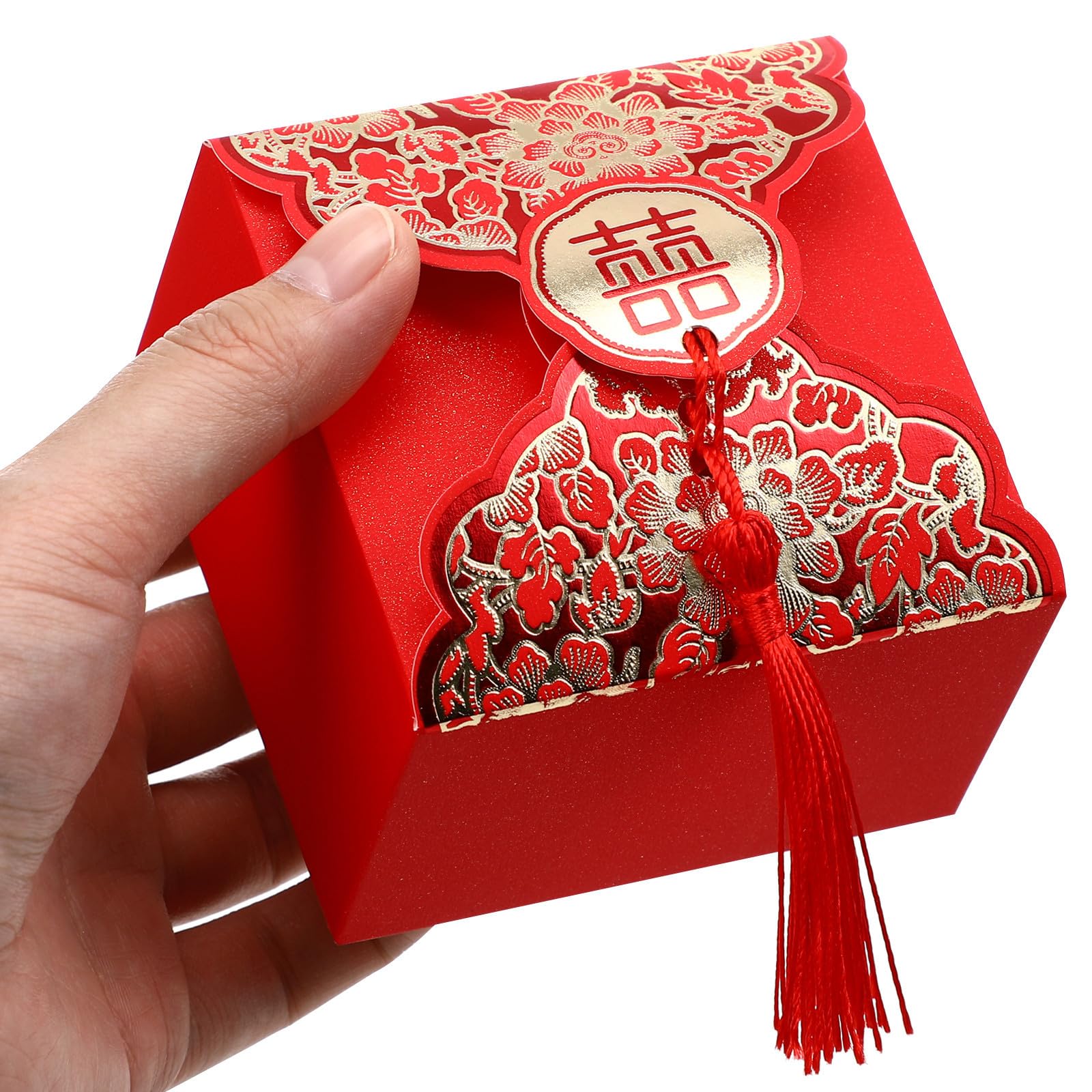 IMIKEYA 80 Pezzi Scatola Regalo Cinese per Dolci, Matrimonio, Carta Rossa