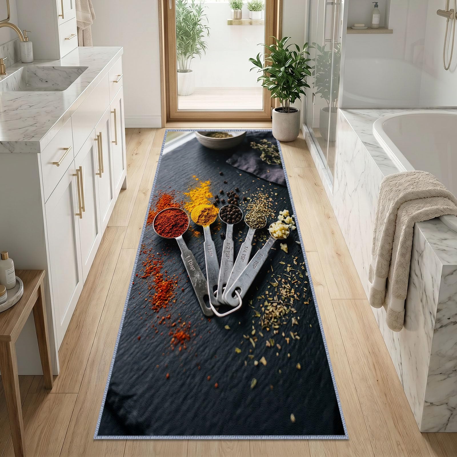 Motyw kuchenny przyprawy dywan korytarz można prać w pralce 80x240cm