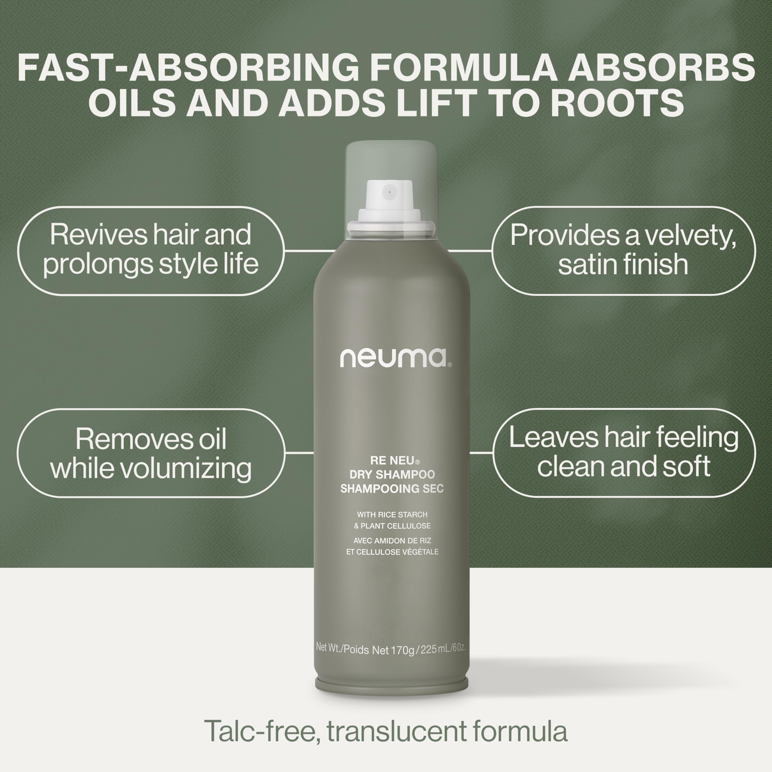 Neuma Re Neu Dry Shampoo 6 Fl. Oz. Talc-Free, Fast-Absorbing Volumizing Dry Shampoo, Coconut Kalette Scent