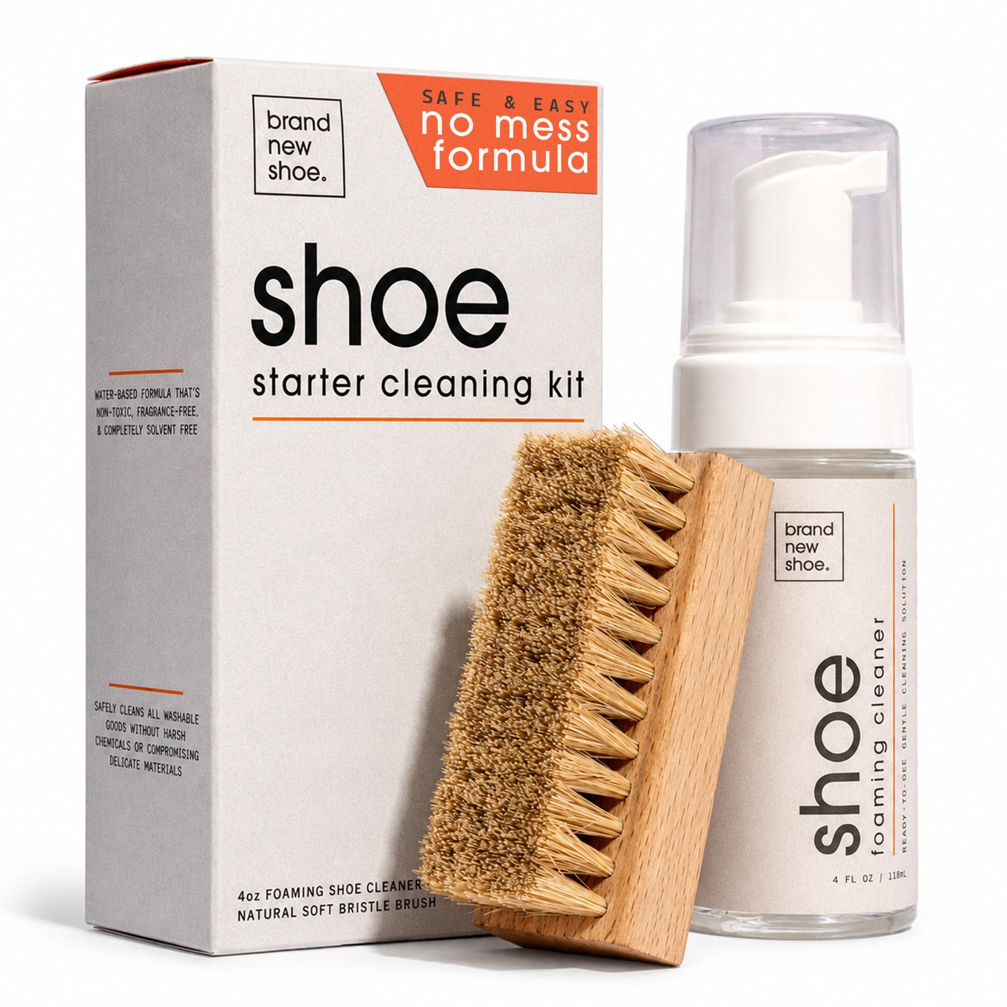 Foaming Sneaker Cleaner Kit, Bottle &amp; Brush Set, 4 oz.