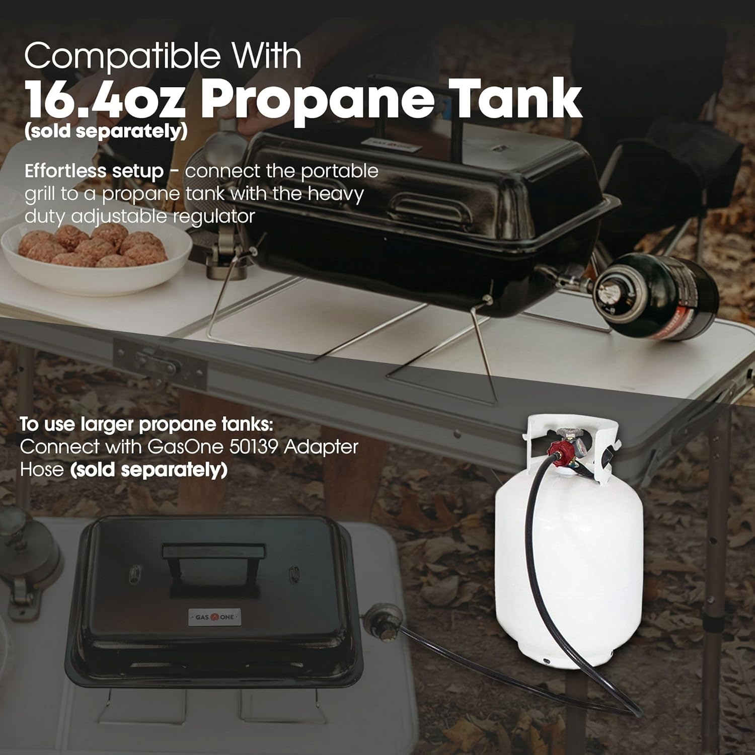 GasOne GPT-25 Propane Burner Gas Grill with Foldable Legs – Portable Grill Propane BBQ Grills with Adjustable Regulator – Heavy Duty Metal Construction – Easy to Assemble, Compact Foldable Design