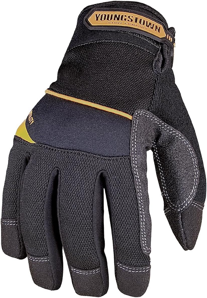 Youngstown Glove General Utility Plus Work Mechanic Gloves- Heavy Duty, Durable, Washable - Black