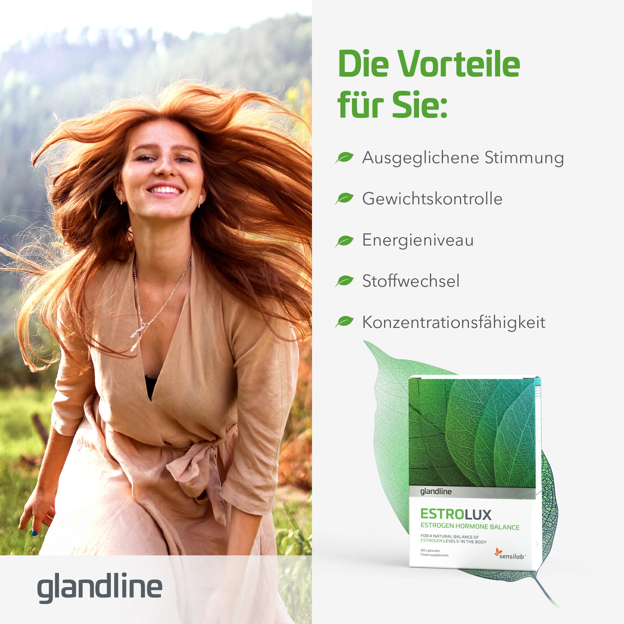 EstroLux, Östrogen Tabletten mit Jod, 240 Kapseln für 4 Monate | Chlorella, Jod, Vitamin B6, Rosmarin, Zitronenmelisse, Schwarzer Pfeffer. Hormon Balance Frauen. Vegan, Glutenfrei. Sensilab