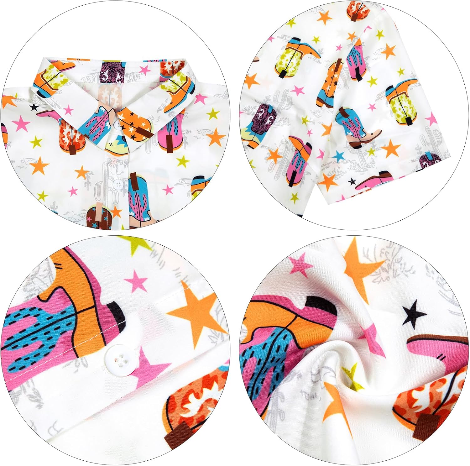 QLIPIN Western Button Up Shirts Women: Retro Cowgirl Shirt Rodeo Tops Hawaiian Summer Vacation Short Sleeve Top Blouses - Image 6