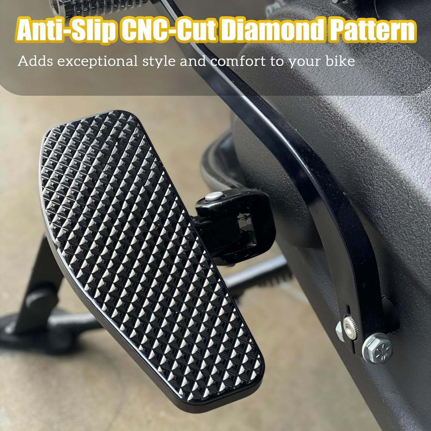 Black Rear Passenger Floorboards Foot Pegs Footboards Footrests for Harley Touring Road King, Road Glide, Electra Glide, Street Glide/Softail Low Rider ST, Fat Boy, Heritage, Dyna, Sportster