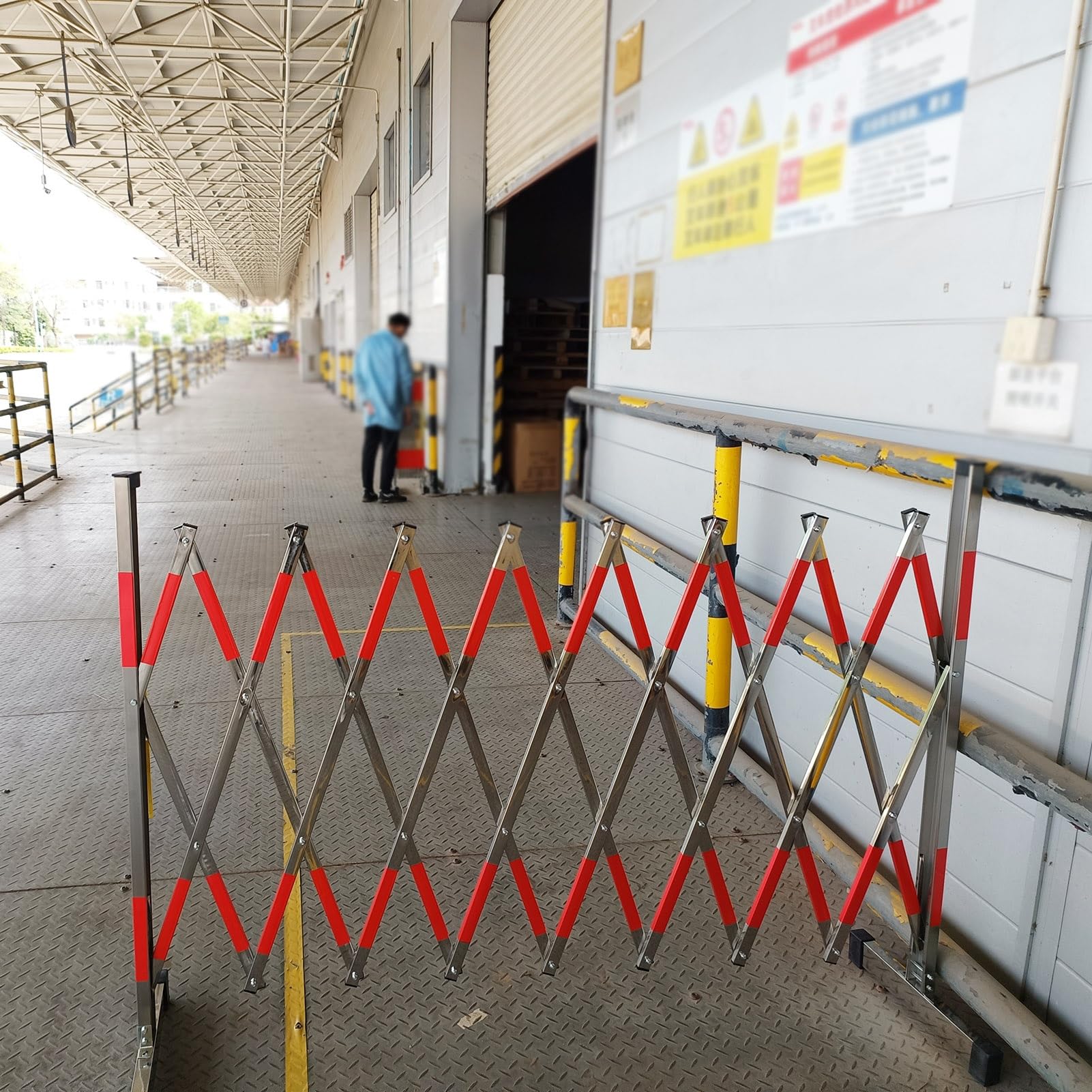 Tragbares, erweiterbares Le Ber – 1,2 m/1,4 m hohes, faltbares Sicherheitstor aus Edelstahl für Veranstaltungen im Freien und Baustellen, einfach zu bedienen