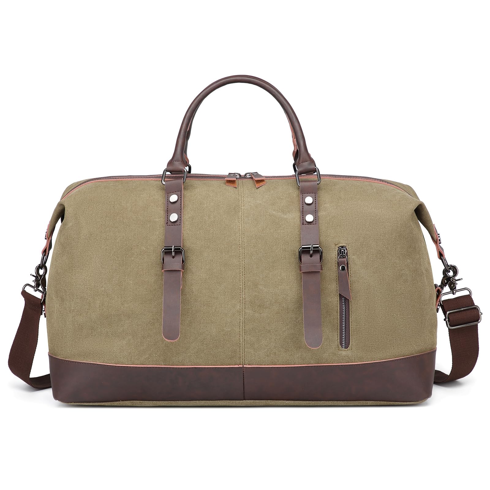 Canvas-Duffel-Bag für Reisen – Wasserabweisende Weekender-Tasche, Handgepäck, Sport- und Reisetasche für Damen und Herren (Dunkelgrün)