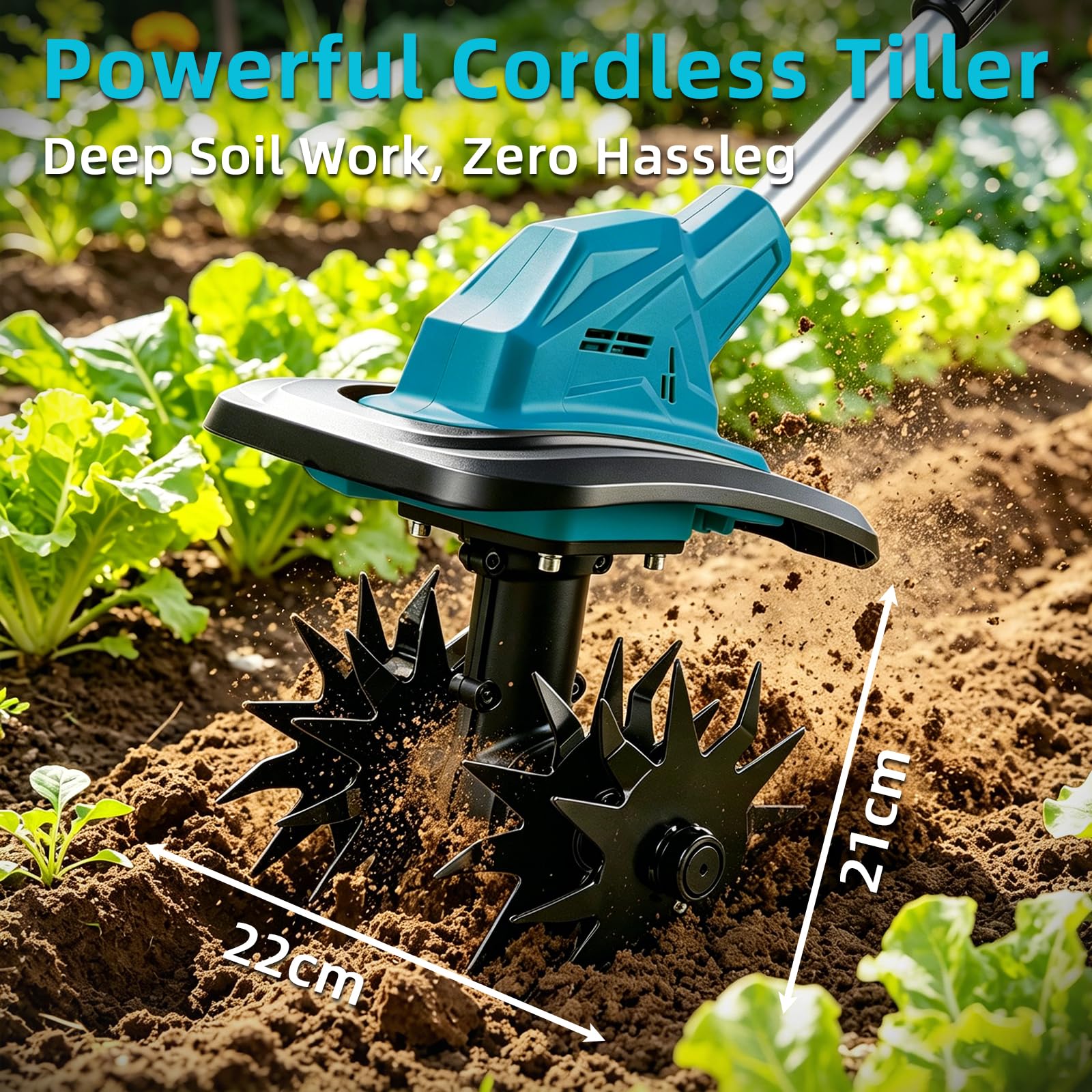 Motorizador inalámbrico, Compatible con Makita (no incluida), Profundidad de Trabajo de 17 cm, 270 RPM, Ancho de Trabajo de 22 cm