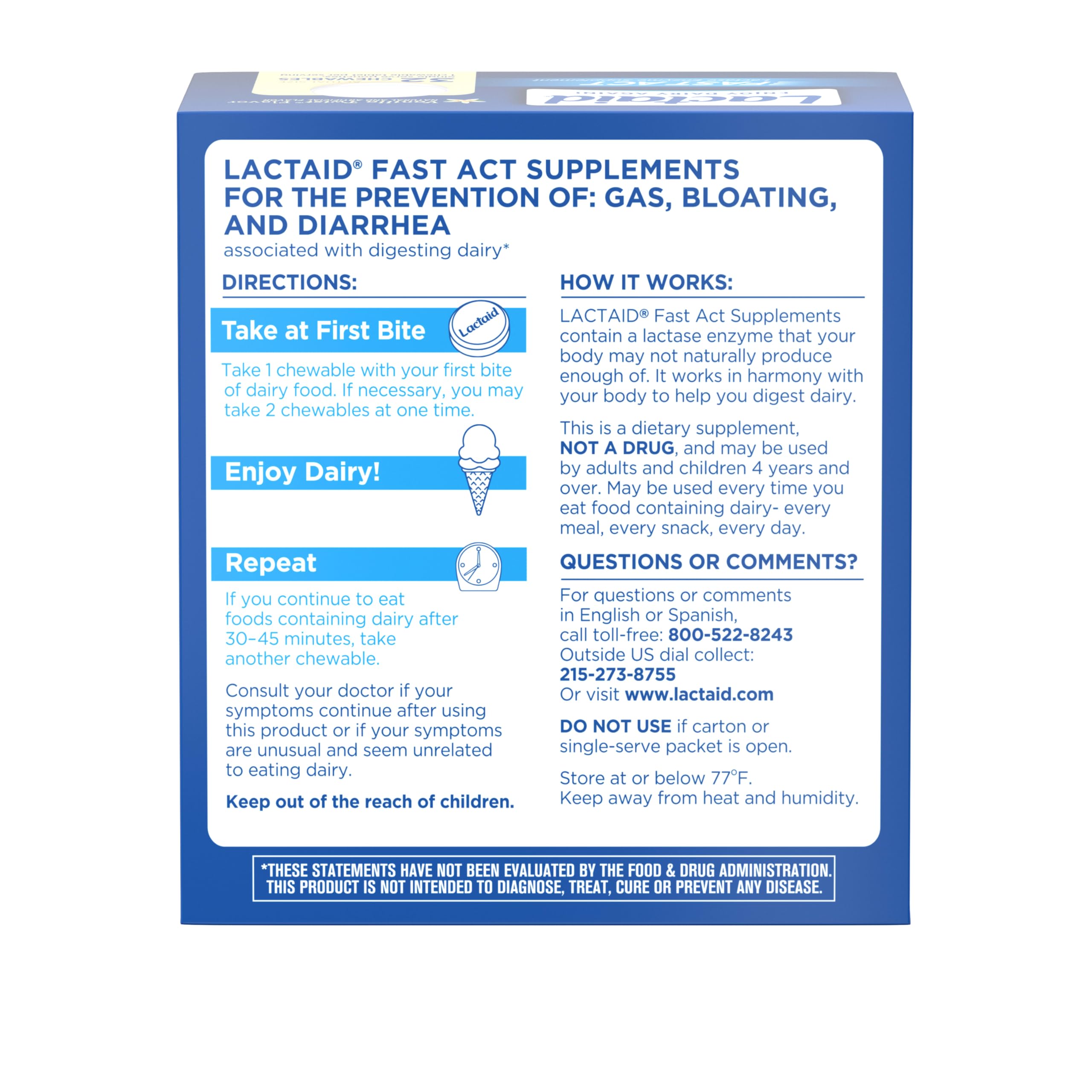 Lactaid Fast Act Lactose Intolerance Relief Chewables, Vanilla Twist, 32 ct — Amazon image 9