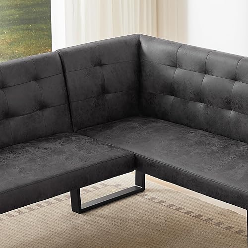 Miniatura 7 de Juego de mesa de comedor de 3 piezas con banco de HIPIHOM, mesa de cocina moderna de 42.9 pulgadas con esquina de asiento derecho y banco de 43.3